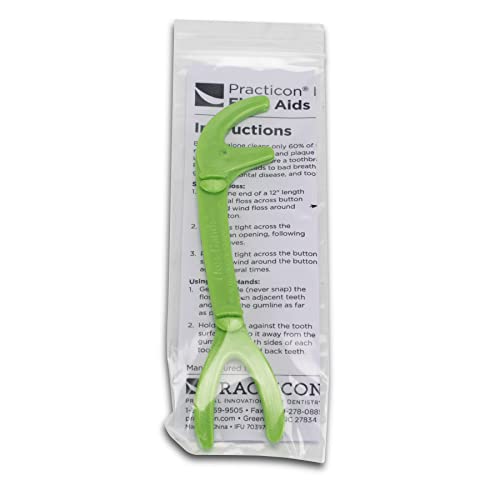 Practicon Floss-Hands, Reusable Dental Floss Holder, Two Angles at Once, Individually Packaged, Bulk Pack of 50
