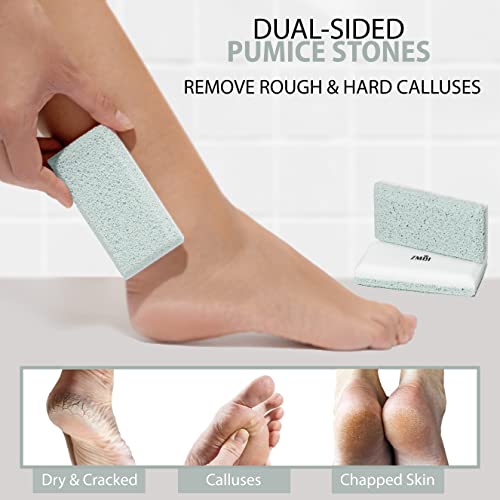 Glass Pumice Stone Callus Remover for Feet, Elbows, Hands, and Knees, Spain Made - 2 in 1 Pedicure Exfoliator and Scrubber for Rough, Hard Skin (Teal Color) Teal - 2 Count ( Pack of 1)