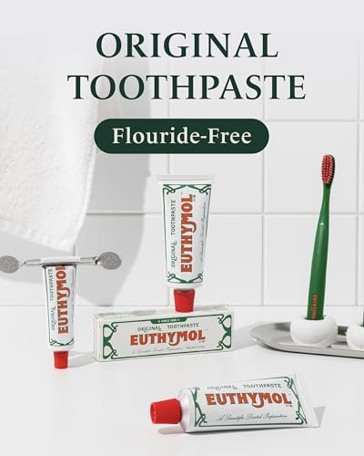 Euthymol Original Toothpaste Pack of 3 + Classic Toothbrush Pack of 6 for Sensitive Teeth & Gum. Bad Breath, Cavity Prevention, Gentle, Quick Cleaning