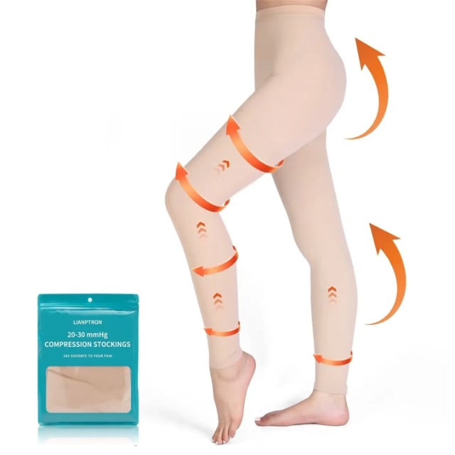 Medical Compression Tights Women, 20-30 mmHg Graduated Compression Pantyhose for Men, Footless Compression Stockings, High Waist Compression Leggings for Varicose Veins, Edema, Swelling 4X-Large Beige