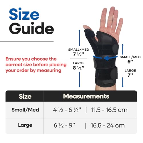 Thumb Splint & Wrist Brace | Carpal Tunnel Wrist Splint with Trigger Thumb Brace Spica | Stabilizer & Support For Tendonitis Pain, Arthritis, CMC, Tenosynovitis, De Quervain Women Men LARGE, LEFT HAND