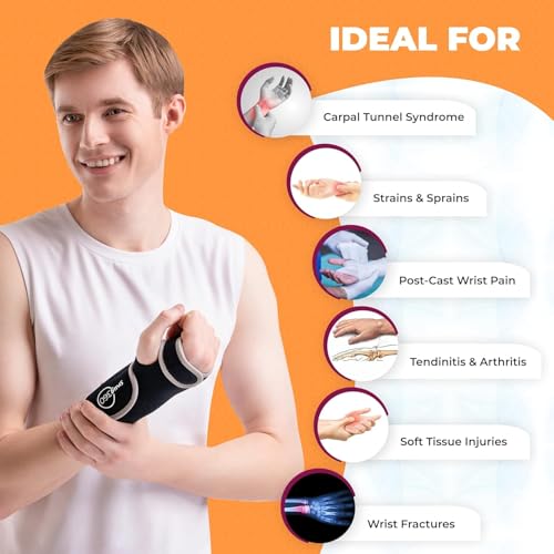 Carpal Tunnel Wrist Brace Both Hands 2 Pack - Adjustable & Breathable Wrist Support Brace for Carpal Tunnel, Tendonitis, Arthritis, Sprain & Fracture, Removable Aluminum Wrist Splint (1 Pair) One Pair