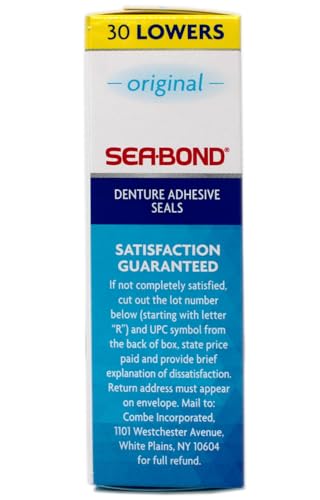 Sea Bond Secure Denture Adhesive Seals, Original for Lowers, All-Day-Hold, 30 Count - 2 Pack