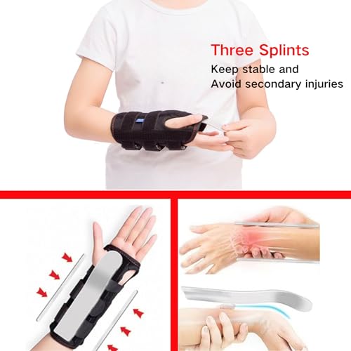 Kids Wrist Brace Fits wrist circumference 4-6.2 inches Pediatric Wrist Splint & Wrist Support for Kids, Adjustable Youth Wrist Brace for Sprains, Strains, Arthritis & Carpal Tunnel Pain Relief - Left & Right Hand (1, Black, Pediatric) 1