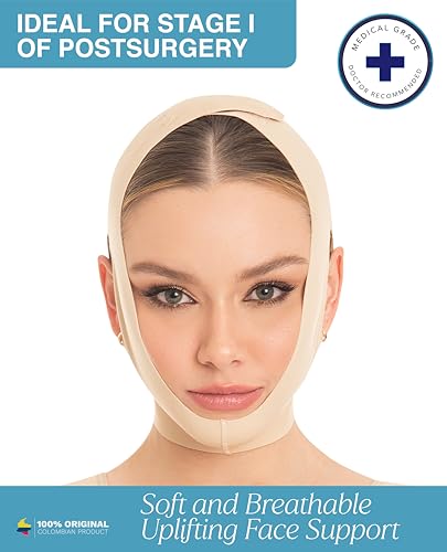 M&D Face Slimming Chin Strap Lipo Compression Garment Mentonera Postquirúrgica Facial Beige XL 0810 Beige X-Large