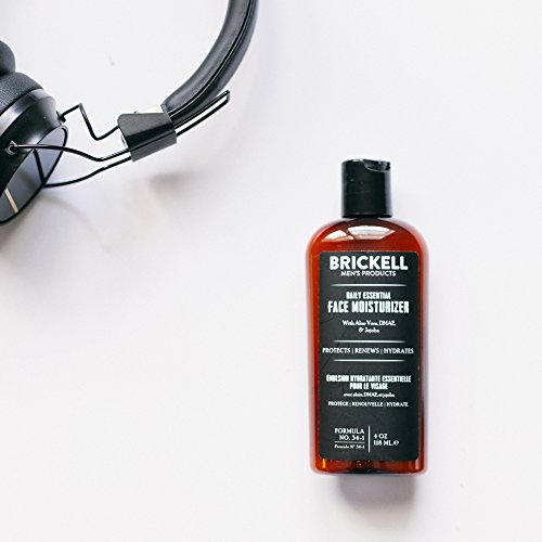 Brickell Men's Daily Essential Face Moisturizer for Men, Fast-Absorbing Face Lotion with Niacinamide, Green Tea, and Hyaluronic Acid, 4 Ounce, Scented 4 Fl Oz (Pack of 1)