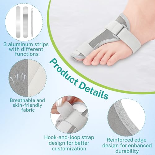 lefeke Bunion Corrector for Women & Men, Big Toe Straightener with Hallux Valgus Pain Relief, Adjustable Orthopedic Bunions Splint for Day/Night Support (Grey-Left) Left
