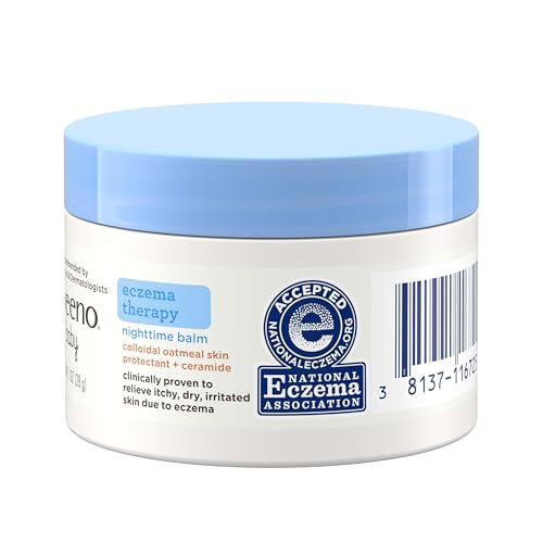 Aveeno Baby Eczema Therapy Nighttime Moisturizing Balm, Colloidal Oatmeal & Ceramide, Soothes & Relieves Dry, Itchy Skin from Eczema, Hypoallergenic, Fragrance-Free, Travel Size, 1 oz 1 Ounce (Pack of 1)