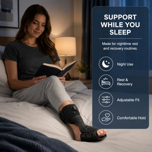 Plantar Fasciitis Night Splint for Men & Women – Adjustable Foot Drop Brace with Rotating Dial, Extended Arch Support for Heel Pain & Achilles Tendonitis Relief, Comfortable Sleep & Home Use