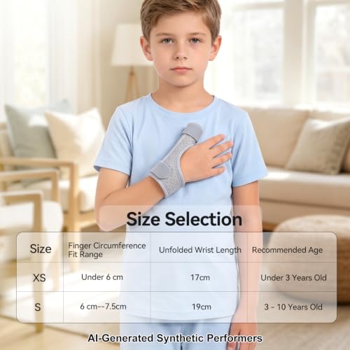 lefeke Kids Thumb Brace Splint Arthritis Pain and Support(Grey-S) Small