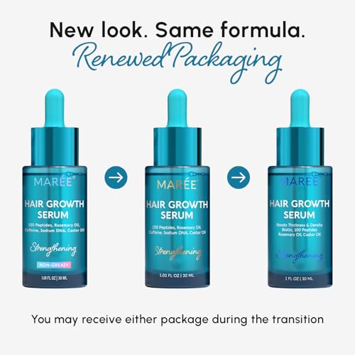 MAREE Hair Growth Serum - Caffeine Peptides Castor Rosemary Oil for Hair Growth - Products for Women & Men - Hair Oils for Hair Growth - Hair Regrowth Tonic - Scalp Serum - Suero Para El Cabello 1 Count (Pack of 1)