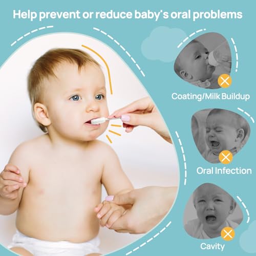 Papablic Baby Tongue Cleaner, Baby Oral Cleaner, Disposable Infant Mouth Cleaner Newborn, Upgrade Gum Cleaner with Paper Handle for Infants Ages 0-2 Years, 140 Pack