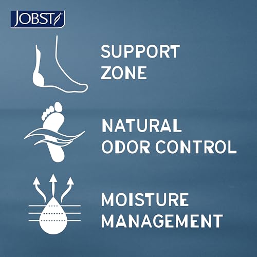 JOBST Sport Compression Socks, 15-20 mmHg, Knee High Small (1 Pair) White/Grey