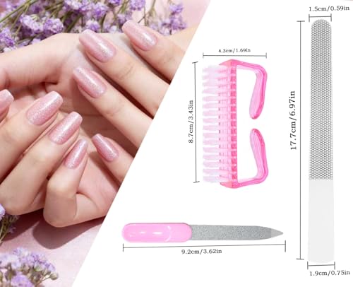 Double Sided Nail File Set with 6 Reusable Shaping Files & 2 Cleaning Brushes, Essentials for Daily Nail Care, Shaping Shellac Gel Nails, Home Manicure Pedicure Kit for Women & Men