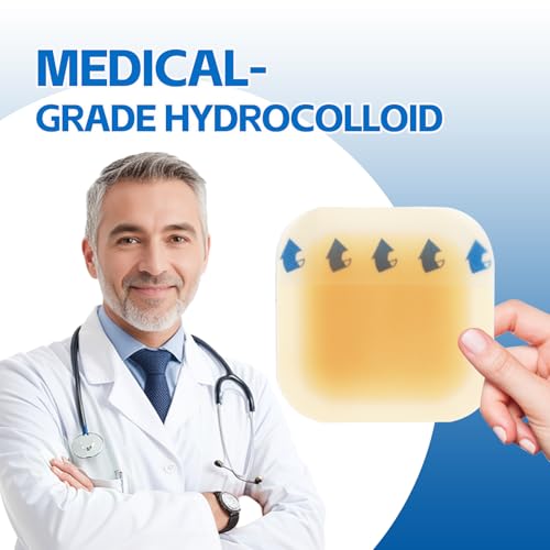 Hydrocolloid Wound Dressing with Border, 4 x 4 in, 10 Pack 4"x4" Border（0.5mm）