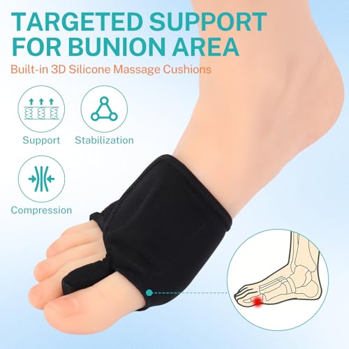 Bunion Corrector for Women Men, Adjustable Toe Straightener with Silicone clip pad and foam gasket, Breathable Mesh Bunion Relief Bunion Pads, Comfort Bunion Fix Brace for Correct Toes Alignment(1 Pair)