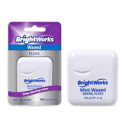 BrightWorks Dental Floss Mint Waxed 100yd 4-Pack for Oral Hygiene