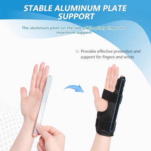 Pinky Finger Splint, Finger Splint for Pinky, Broken Finger, Trigger Finger, Metacarpal Splint Hand Brace, Little Finger Brace for Tendonnitis, Pain Relief, Fits for Left & Right Hand(S) Black S