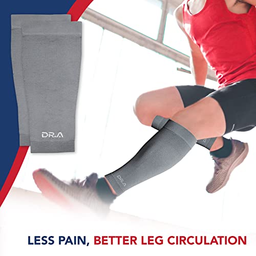 Dr. Arthritis Calf Compression Sleeves for Men and Women, Doctor Developed Calf Wrap & Leg Support, Medical, Varicose Veins & More (X Large, Grey, 1 Pair) X-Large