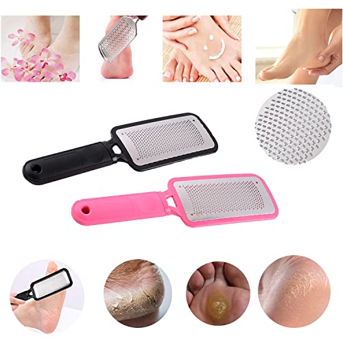 JISTL Foot File Colossal Foot Rasp Stainless Steel Pedicure Metal Surface Foot Care Tool,Foot Rasp Eliminate Feet Cracked Dead Thick Dry Hard Skin (Pink&10.6") Pink&10.6"
