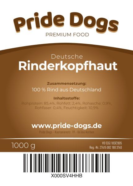Beef scalp 1000g the premium chew snack for dogs from PrideDogs | 20cm/piece | 100% German made beef | Dental care beef scalp 20 cm 1 kg (pack of 1) - BeesActive Australia