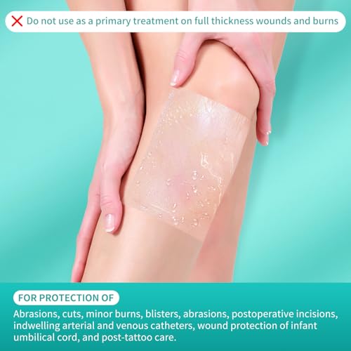 Dimora Waterproof Transparent Film Dressing, Clear Bandage Tape for Wound Care, Adhesive Post Surgical Cover Pad，for IV Shield, Tattoo Aftercare, Shower Protector 4x4 3/4 inch 100 Packs 4"x 4.75"(100 PCS)