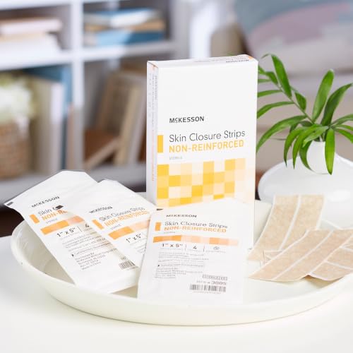 McKesson Skin Closure Strips, Sterile, Tan, Non-Reinforced, 1 x 5 in, 25 ct