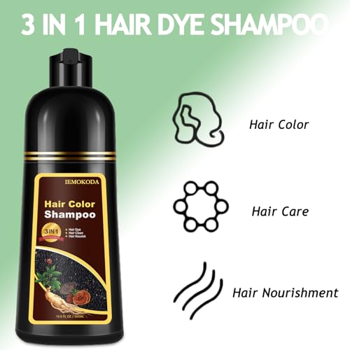 Natural Light Brown Hair Dye Shampoo 3 in 1, Hair Color Dye for Men & Women