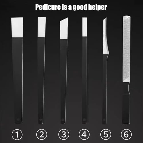 6PCS Pedicure Knife Set, Professional Stainless Steel Callus Remover with Storage Bag, Ingrown Toenail Knife Tools Foot Scraper Knife for Dry, Hard, and Cracked Skin Care - Black