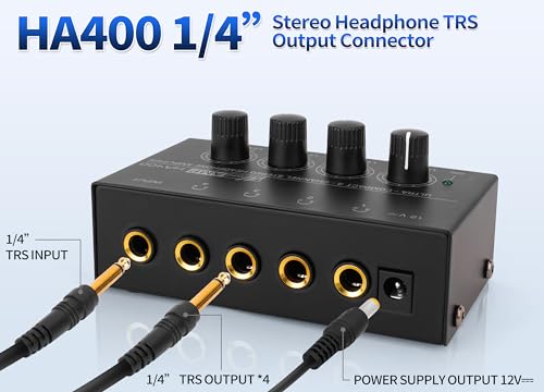 HA400 Headphone Amplifier 4 Channel Metal Stereo Audio Amplifier