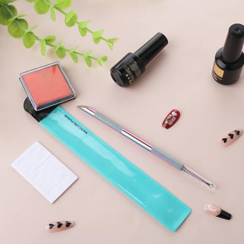 Cuticle Pusher, Dual Ended Nail Cuticle Remover with 5 Nail Sand Polishing Tablets Nail Care Polish Remover Cuticle Trimmer Manicure Kit for Pedicure Nail Art Titanium steel, white