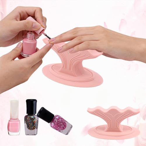 Nail Finger Rest Stand, Whale Tail Shaped Silicone Stable Manicure & Pedicure Support Holder for Nail Painting Gel Polish Application Compact & Portable for Home Salon Use (Pink)
