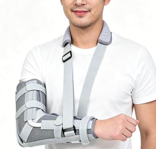 Elbow Joint Fixation Brace, Elbow Immobilizer, Arm Support Splint Adjustable Arm Sling for Fractures, Post-Surgery Recovery,Bursitis and Tendonitis (M) M：Height 5′5″ – 5′9″