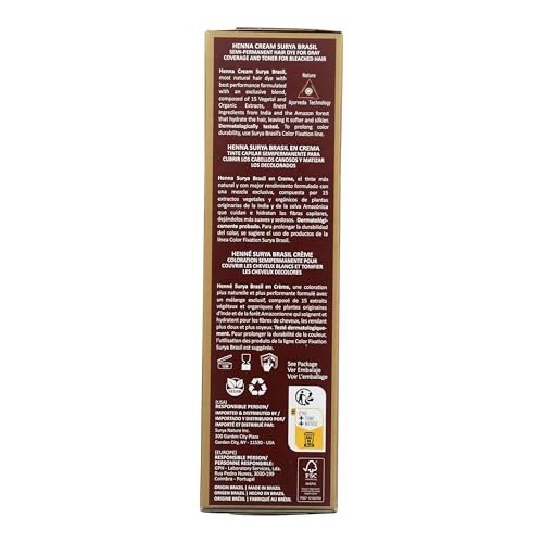 Surya Brasil Henna Cream Ash Blonde - 98% Natural Ingredients, Vegan, Cruelty-Free, Eco-Friendly, Semi-Permanent Hair Color, Deep Hydration & Shine, 2.37 oz 2.37 Fl Oz (Pack of 1)
