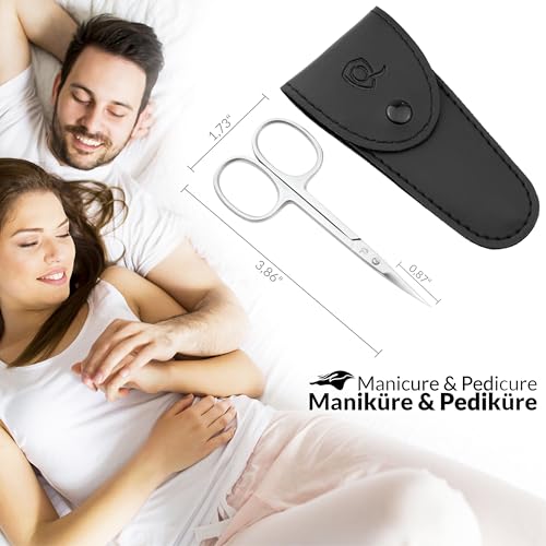 marQus Curved Cuticle Scissors – Precision Stainless Steel for Manicure & Pedicure, Eyebrow & Eyelash Grooming, Extra Sharp with Premium Storage Case Black Cuticle