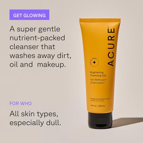 Acure Brightening Facial Scrub & Cleansing Gel Combo - 4 fl oz (2 Pack) 4 Fl Oz (Pack of 2) Scrub & Cleanser
