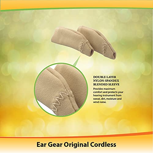 Ear Gear Original Cordless – Protect Hearing Aids or Hearing Amplifiers from Dirt, Sweat, Moisture, Wind – Fits Hearing Instruments 1.25” to 2” Beige