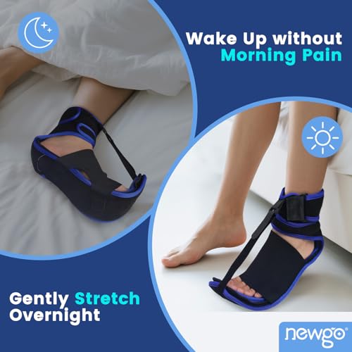 NEWGO Bundle of Plantar Fasciitis Night Splint and Foot Ice Pack Slippers