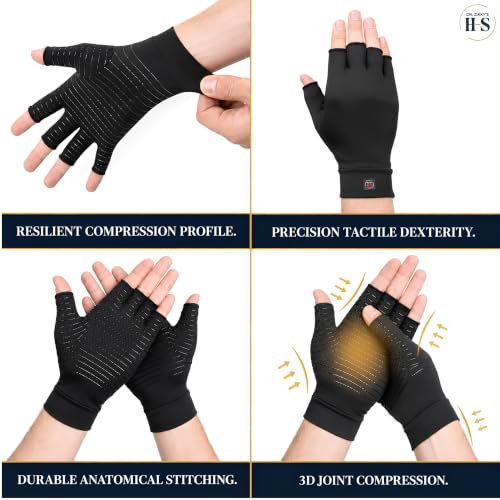 Dr. Zikky's Fingerless Compression Gloves – Copper-Infused, Non-Slip Grip, Breathable Support for Active Hands Medium