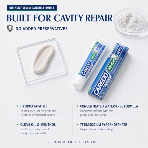 CAREDO Adult Cavity Repair Hydroxyapatite Toothpaste FluorideFree Spearmint 3.52 Ounce (Pack of 1)