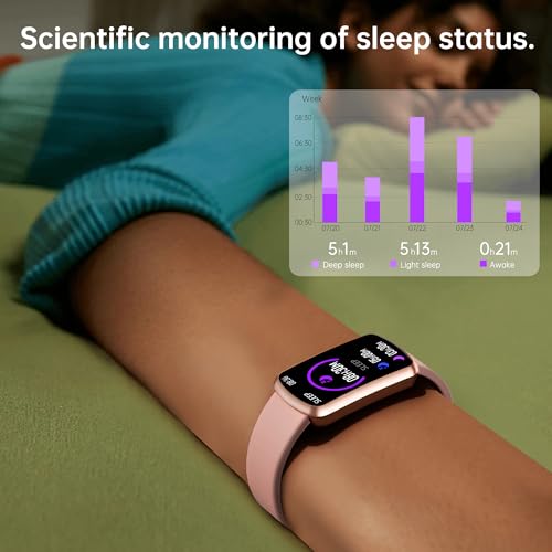 Health Fitness Tracker with 24/7 Heart Rate, Smart Watch with Blood Pressure and Blood Oxy-gen Monitor, Bulit-in 120+ Sport Mode, Sleep Tracking Waterproof Activity Tracker for Women Men Deep Pink