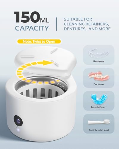 FSA HSA Eligible | 45khz Ultrasonic Retainer Cleaner Machine with UV White