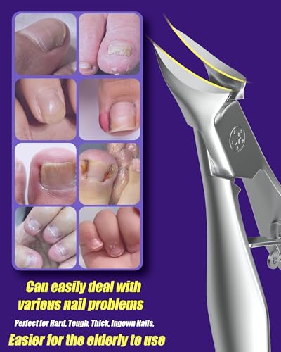 Toenail Clippers for Thick & Ingrown Toenails, Heavy-Duty Nail Clippers for Seniors, Men & Women, Ultra-Wide Jaw Toe Nail Clippers, Pedicure Tools for Feet, Stainless Steel Nail Cutter