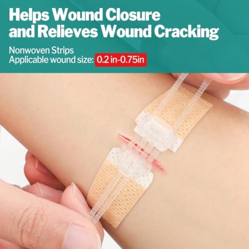 AZEN 42 Pack Wound Closure Strips, 3 Types Butterfly Bandages, Emergency Laceration Closure Kit, Repair Wounds Without Stitches, Quick Clot Zip Stitch Wound Closures Device