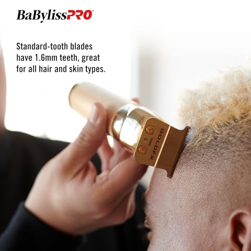 BaBylissPRO Replacement Blades, Standard and Fine-Tooth T-Blades for Outlining Hair Trimmers (FX787, FX799) and LoPROFX Trimmers (FX726, FX729) DLC Titanium Standard-Tooth