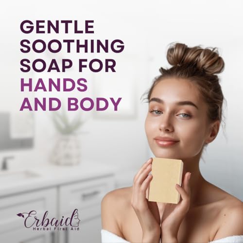 Eczema Soap Bar for Face and Body – All Natural Dermatitis, Psoriasis Treatment for Dry Itchy Sensitive Skin Relief – Gentle Detoxifying, Healing, Anti-Itch, Oatmeal Goat Milk Wash for Kids, & Adults