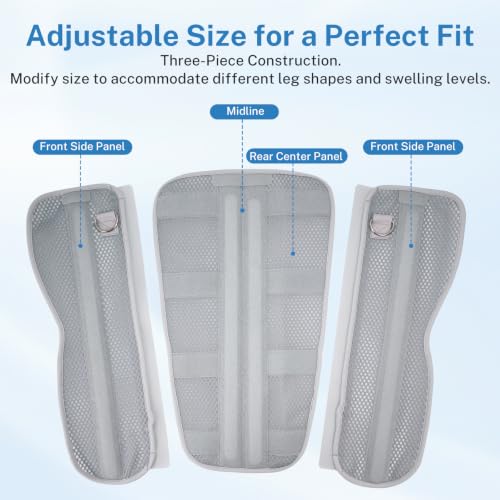 3-Panel Knee Immobilizer Brace - Post-Op Leg Stabilizer for Pre-and Postoperative Injuries, Ligament Tears, and Fractures - Straight Leg Support with Anti-Slip Shoulder Strap