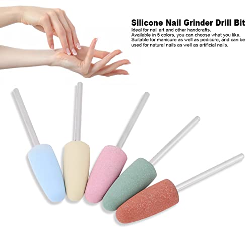 Ejoyous Nail Drill Bits Set, 5pcs Nail Art Silicone Polisher Nail Grinders Drill Bits, Smoothing Drill Cuticle Drill Bits for Nail Art Manicure Pedicure Nails Cuticle