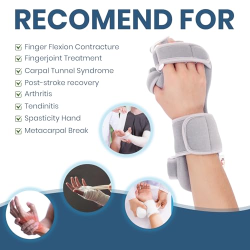 Resting Hand Splint Stroke Hand Brace with Finger Separators, Night Immobilizer Wrist Finger Brace with Sling for Carpal Tunnel & Stroke Recovery (M-Right) M-Right