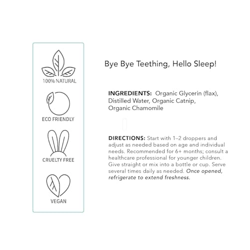 Balm Baby Natural & Organic Baby Teething & Calming Tincture - Calms, Soothes Gums and Discomfort – Vegan - Glass Bottle with Glass Dropper (2-PK) 2 Fl Oz (Pack of 2) Sweet Glycerin